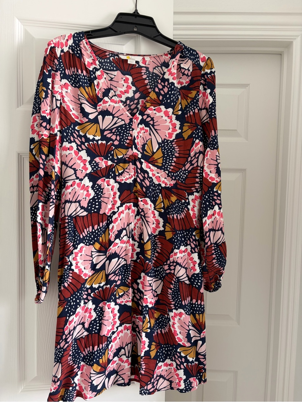 Boden Navy Pink Floral Long Sleeve Dress